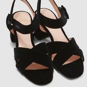 NIB J.Crew Velvet Penny Ankle Strap Heels